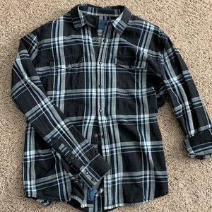 Lucky Brand Plaid True Indigo Pearl Snap Shirt Size L